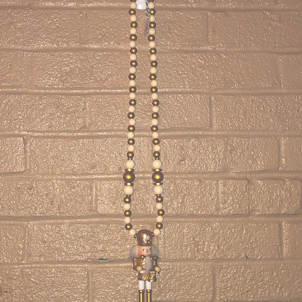 Wood bead Nutcracker necklace made by hand